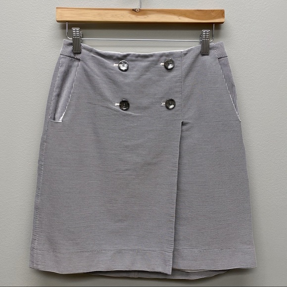 The Limited Wrap Front Sailor Skirt Size 2 Blue‎ White Textured Stripes Pockets - Picture 1 of 6